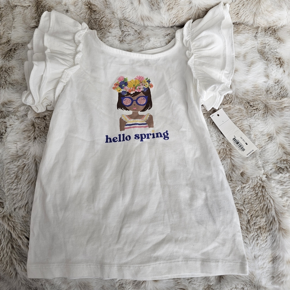 Hello Spring White Kids Top - Picture 4 of 13